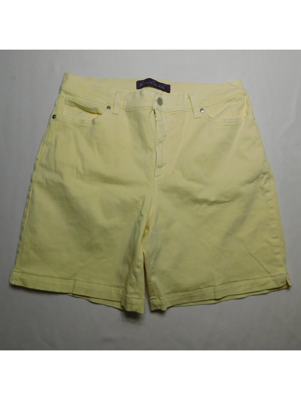 Gloria Vanderbilt Women's Size 12 Shorts Yellow Denim Bermuda Summer Casual
